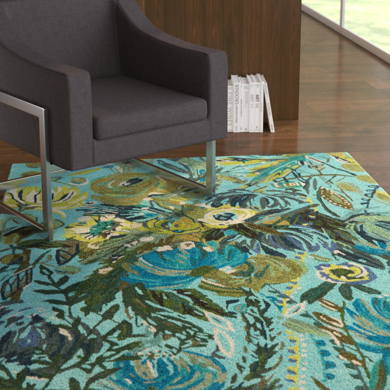 Bobtown Hand Hooked Wool Floral Indoor Rug, Rectangle 5' x 7'6"