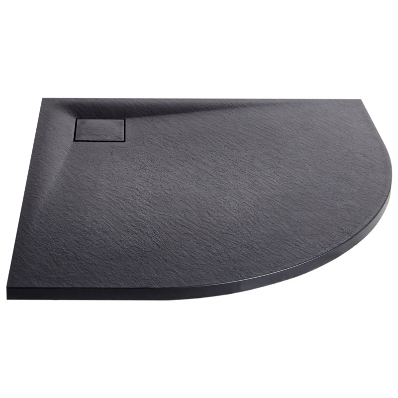 PARON Shower Tray Grey 90 x 90 x 3 cm, 3cm H x 80cm W x 80cm D, Black