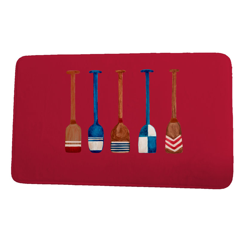 Tapis de bain peint Stella OAR, l 17 po x L 24 po, Rouge
