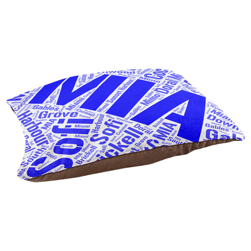 Coussin de chien « districts », Moyen (H 9,5 po x l 28 po x P 18 po), Bleu, Miami