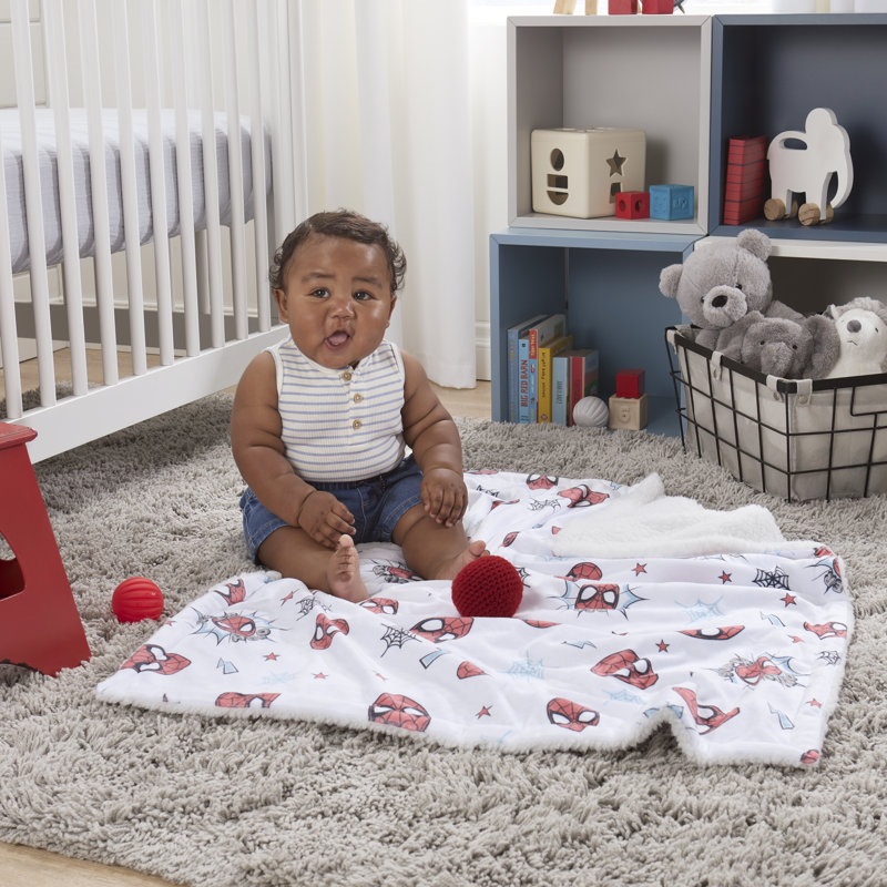 Couverture pour bébé Sherpa Nojo Marvel Spider-man Super Hero, rouge, gris, blanc
