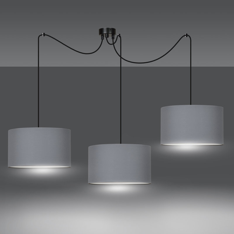 Pascua 3 - Light Black Drum Pendant, Grey