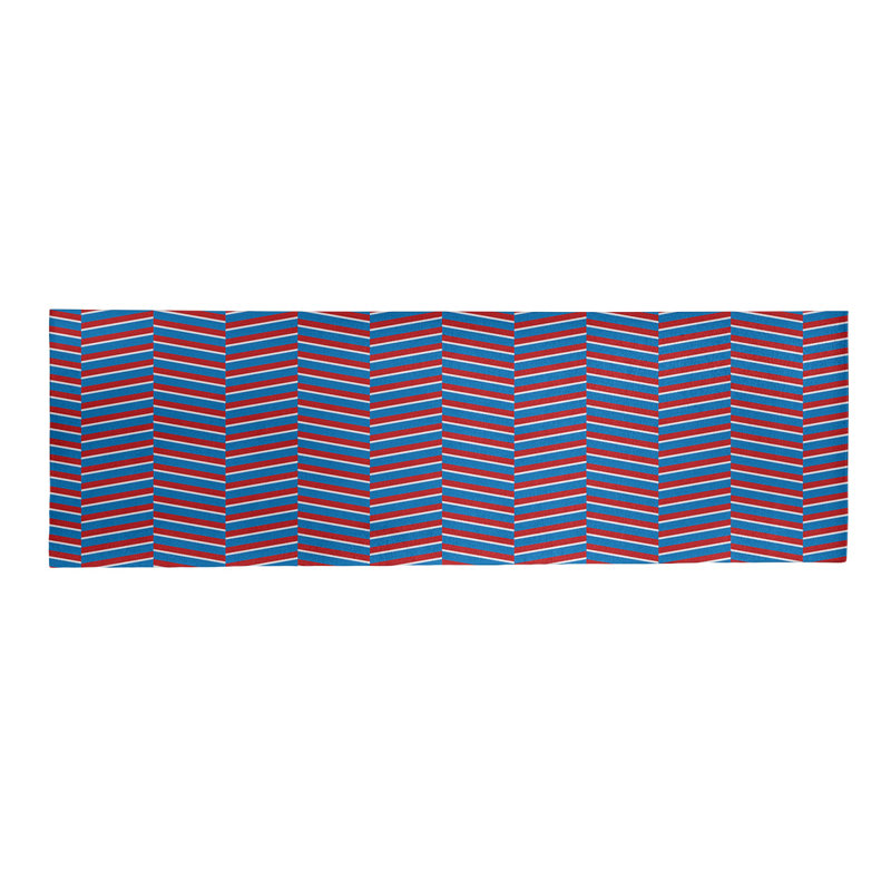 Tapis bleu/rouge fait main, Tapis de couloir 2 pi x 8 pi