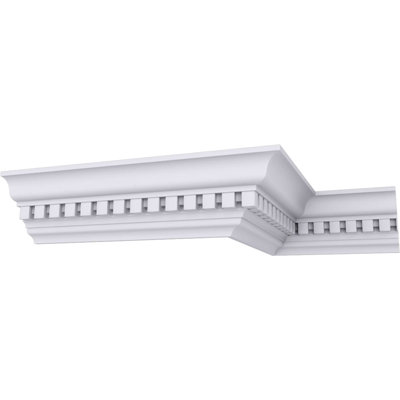 Endurathane Dentil Crown Moulding, 2 3/4"H x 2 3/4"P x 3 7/8"F x 94 1/2"L, Factory Primed