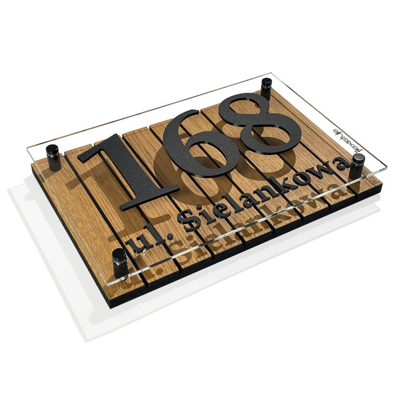 MDF Top With Natural Oak Veneer House Number, 30cm H x 40cm W x 4cm D