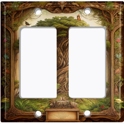 Metal Light Switch Plate Cover; US Standard Size 4 Gang Toggle - Fairytale Tree