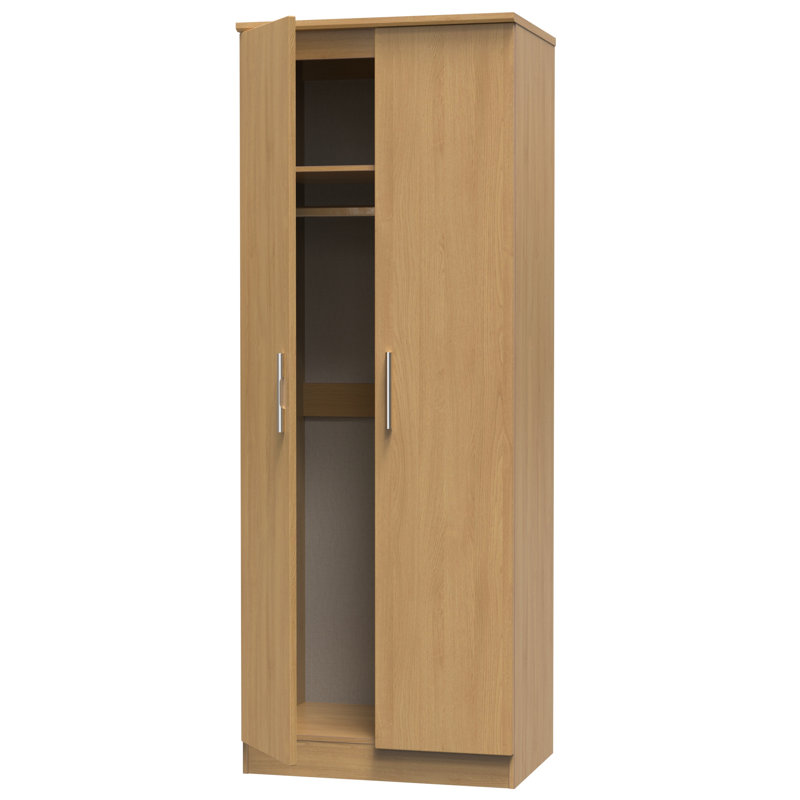 Borgeson 2 Door Wardrobe , 196" H x 74" W x 53" D, Modern Oak