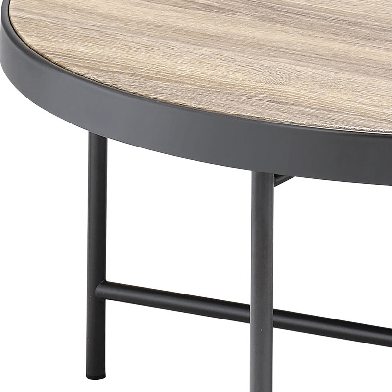 Table basse en chêne vieilli gris et noir patiné