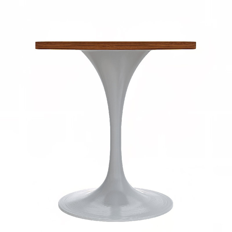 Karee 27" Round Dining Table with MDF Top and White Stainless Steel Pedestal Base Kitchen Table Seats 2-4 Person