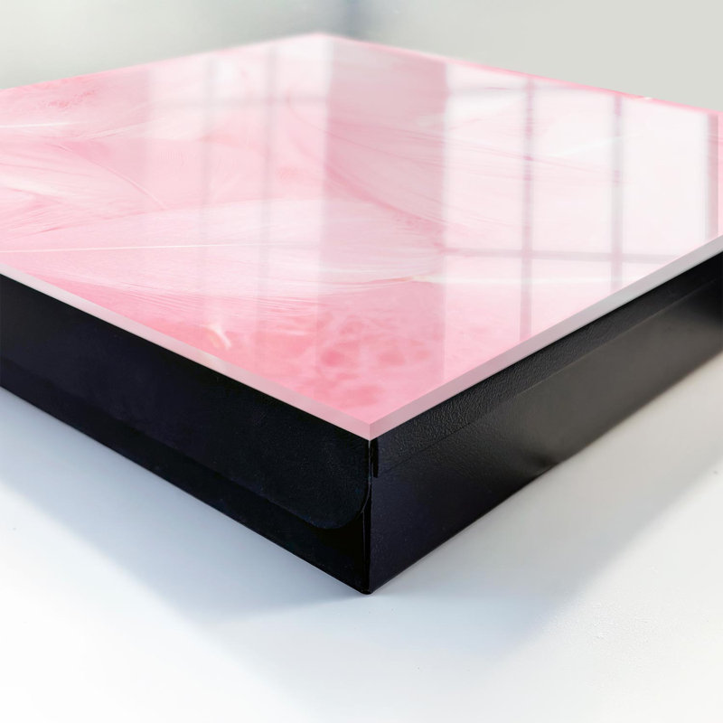 Key cabinet, Opens to the right, 30x30x5, White, Ethereal pink feather motif, 
