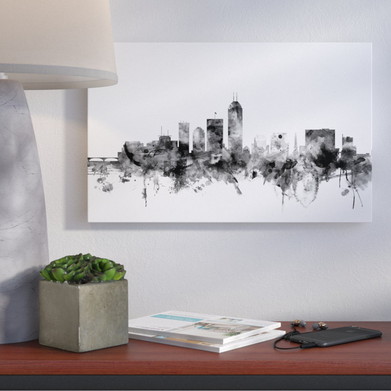 «Indianapolis IN Skyline», impression sur toile tendue, H 12 po x l 19 po x P 2 po
