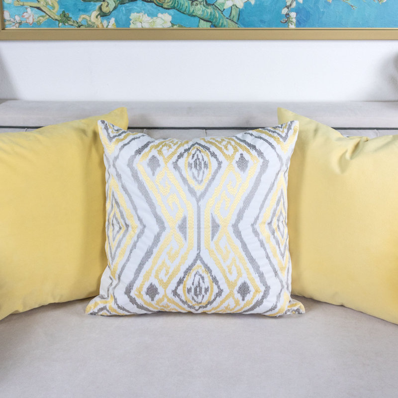  Square Velvet Pillow Cover & Insert, Yellow