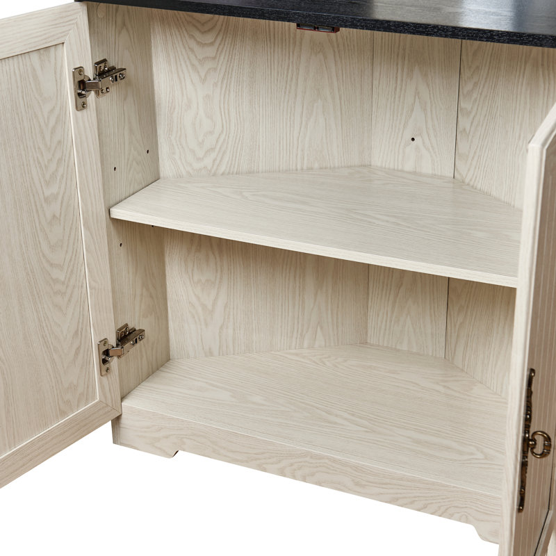 Broxton 70,86 pouces à 5 niveaux avec portes en verre trempé, White