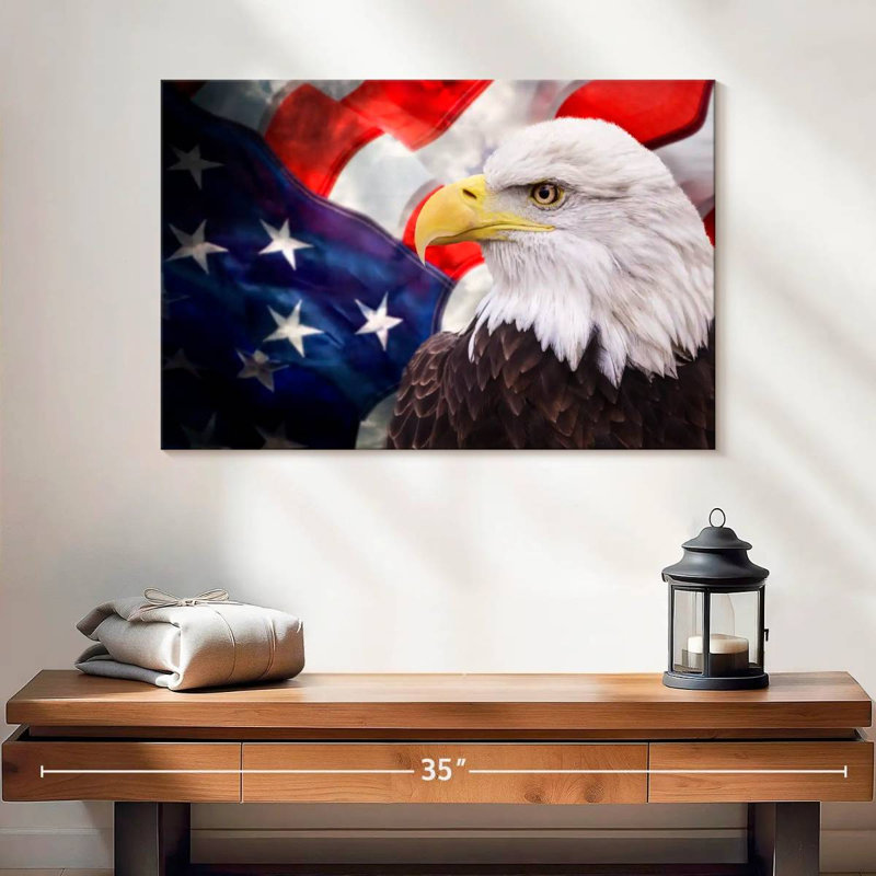 Drapeau des États-Unis et aigle américain, H 16 po x l 24 po