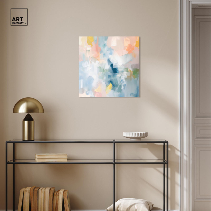 «Estatico I», toile de couleur moderne abstraite par Art Remedy, Toile tendue, H 20 po x l 20 po x P 1,5 po