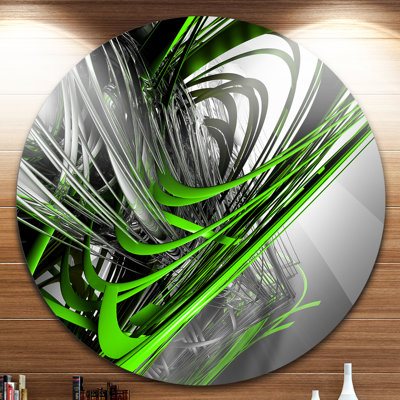 " Fractal 3D Green Silver Stripes "