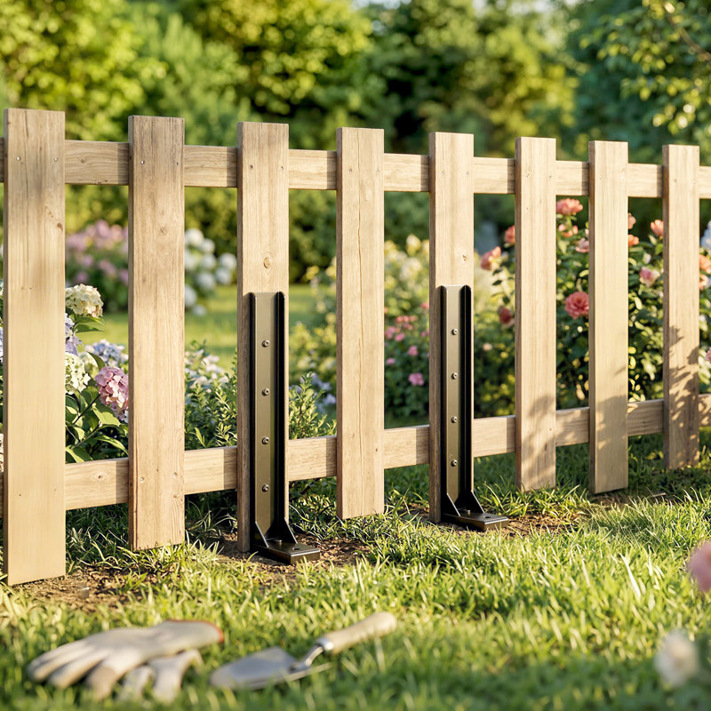 Outsunny 2 Pack Fence Post Repair Kit, Metal Fence Post Support with Drill