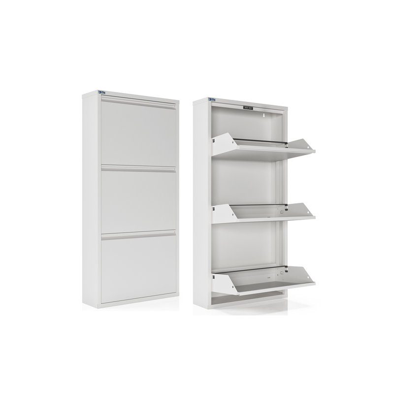Armoire à chaussures en métal 3 portes AYK, Blanc