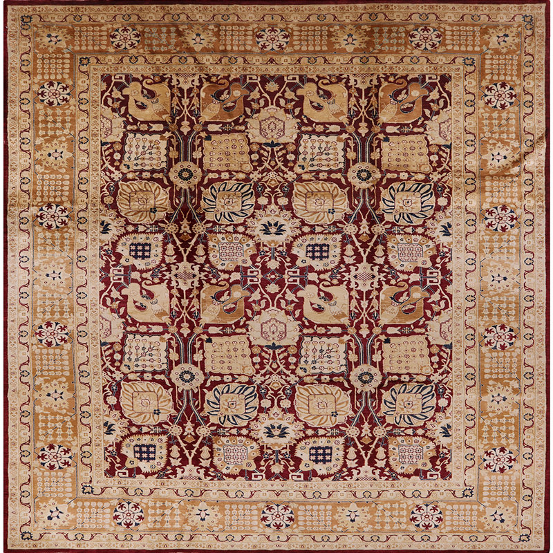 Tapis oriental brun / rouge, Carré 5 pi