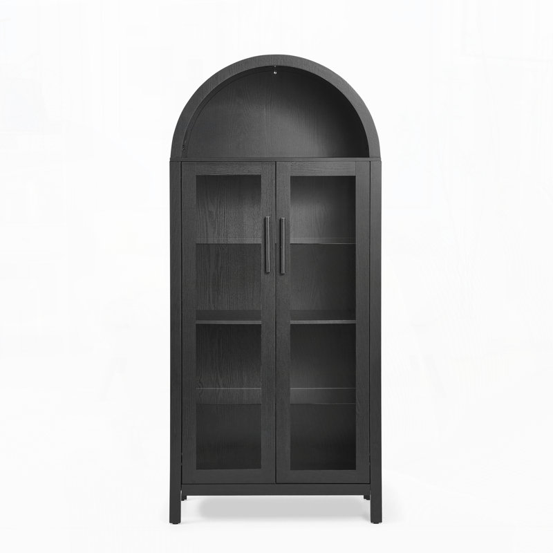 Armoire de rangement haute arquée avec une lampe, Noir