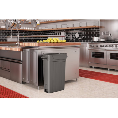 Suncast 11.09 in. W x 22.03 in. D Resin Slim Trash Can with Built-In Handles, Made in the USA