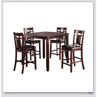 5 Piece Counter Height Dining Set in Dark Brown