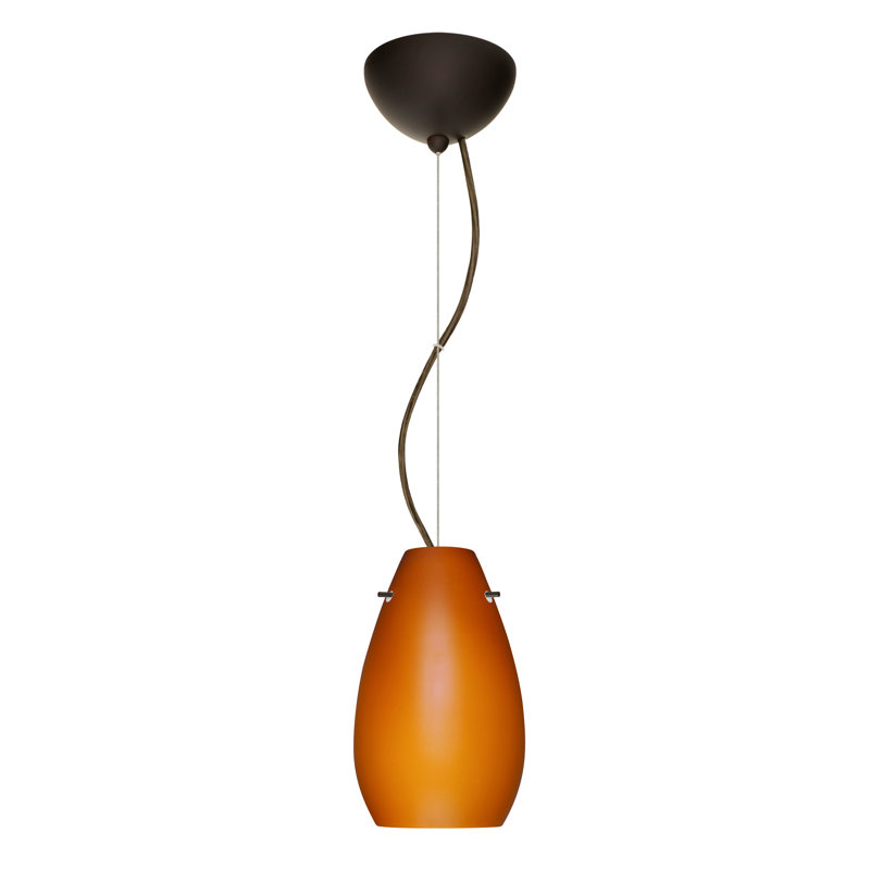 Luminaire suspendu 1 cloche pour une cloche Drasner, Bronze, Incandescent, Ambre mat