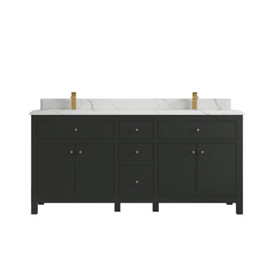 Sonoma X P 22 po Meuble-lavabo double en D avec comptoir en quartz