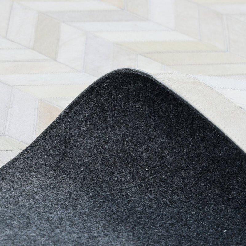 Meir Hand Knotted Tencel Geometric Area Rug in Ivory, Rectangle 10' x 14'