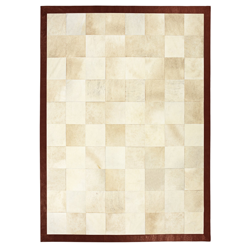 Hypos Cowhide Geometric Area Rug, Rectangle 9' x 12'