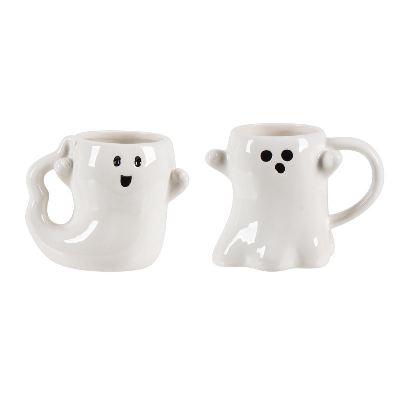 Ensemble de 2 tasses en forme de fantôme en céramique pour les décorations d'Halloween, parfaites pour la verrerie et le dessus de table