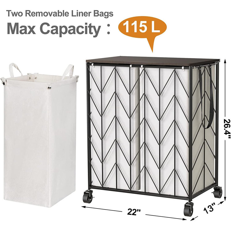 Heavy Duty Laundry Basket With Wooden Lid