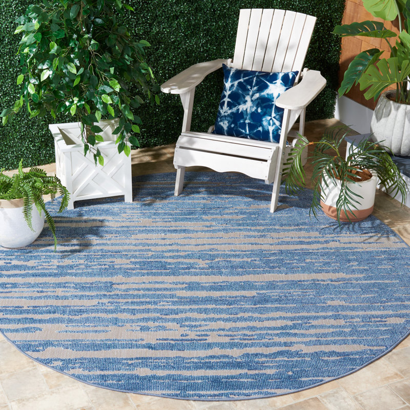 Cabana Performance Abstract Indoor/Outdoor Area Rug, Round 6'7"