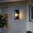 14" Black Outdoor Wall Light With Striped Tempered Glass, Rectangular Outdoor Wall Sconce For Porch & Patio（2 Pack)