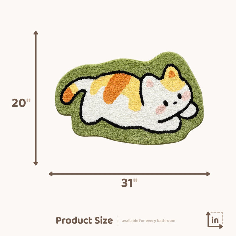 Mignon tapis de bain animal, tapis de bain absorbant très doux, 20 po x 31 po, chat