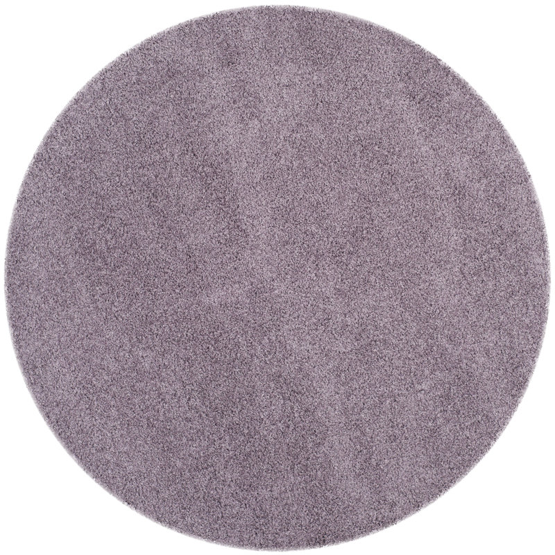 Tapis mauve à poils longs Rizco, Rond 6 pi 7 po
