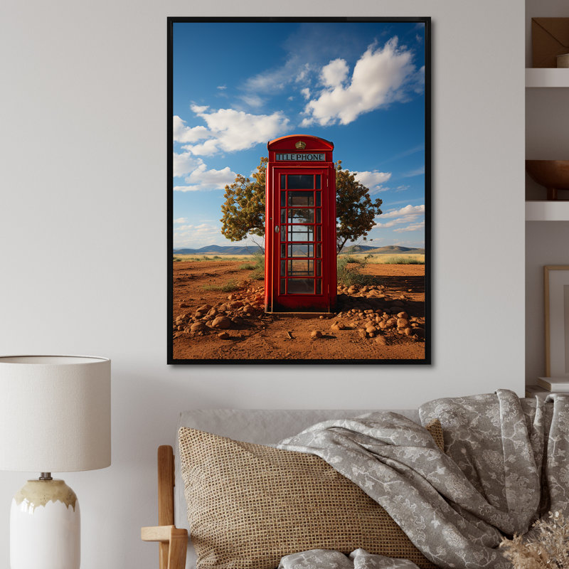 Latrayvion, cabine téléphonique rouge - Connections isolées - reproduction sur toile, H 32 po x l 24 po x P 1 po