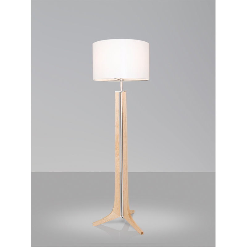 Lampe de plancher 72 po forma, Aluminium brossé, Lin blanc, Érable