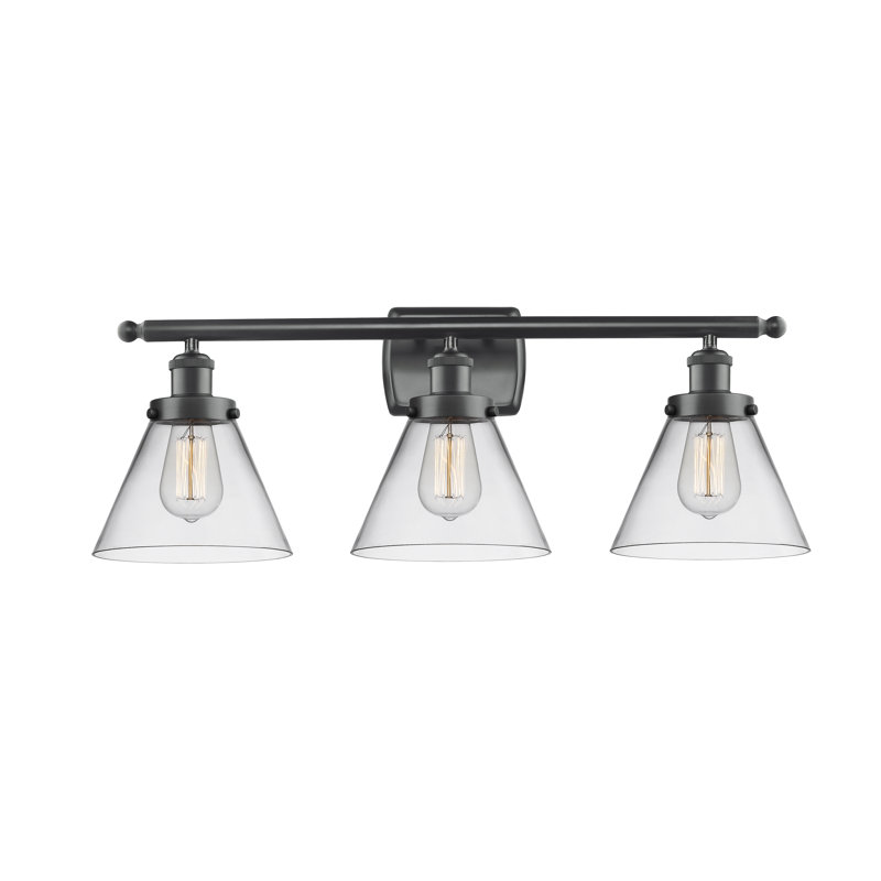 Éclairage pour meuble-lavabo 3 lumières 28 po Ballston Urban Cone, Clair, Noir mat, DEL