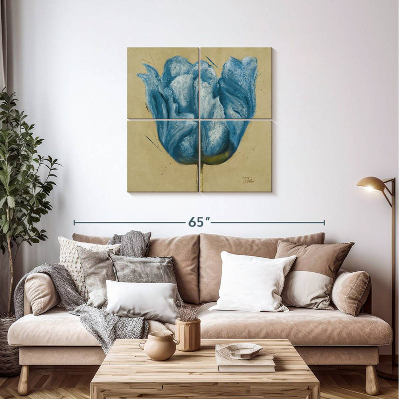 Harnek Blue Double Tulips, 38" H x 38" W