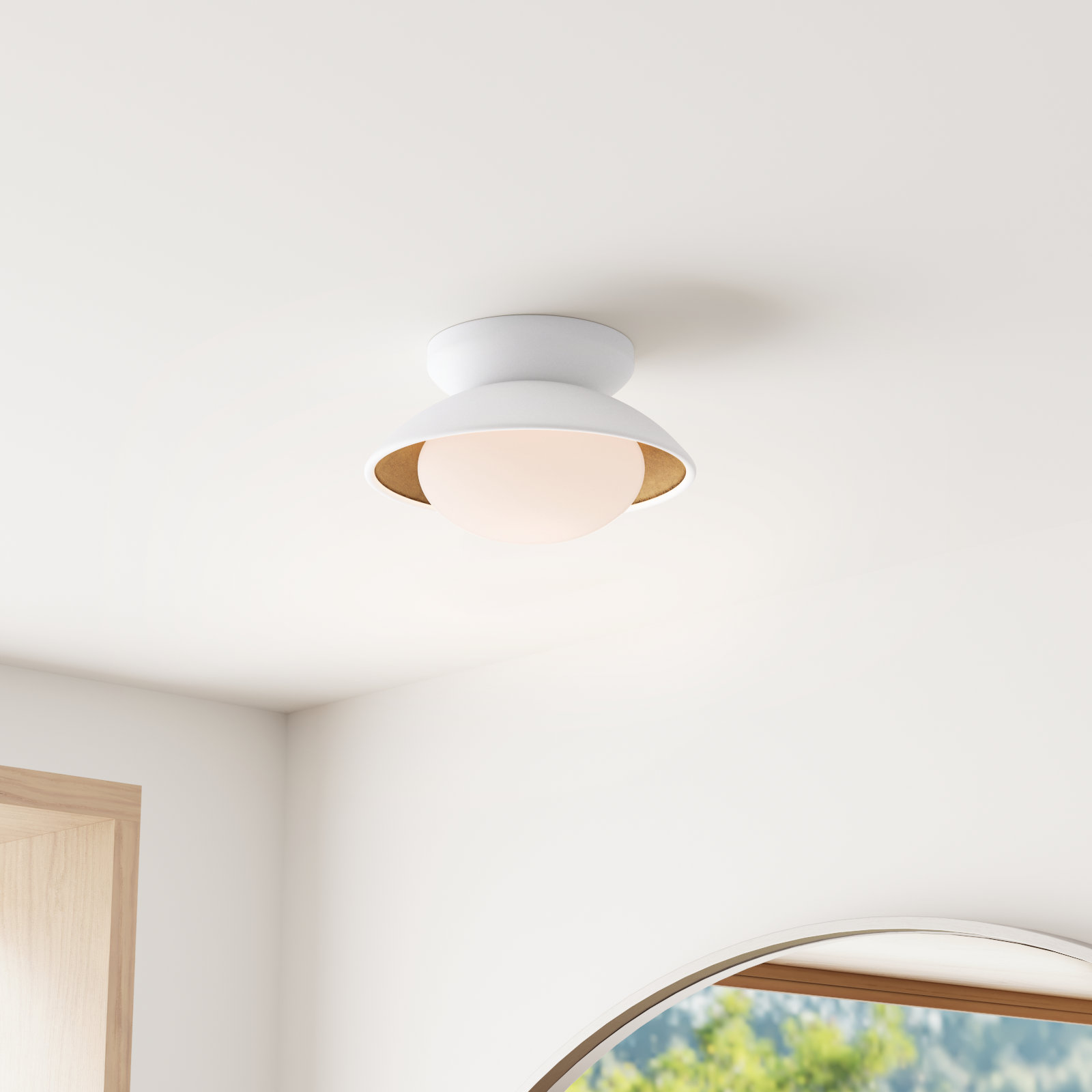 Jason 1 - Light Semi Flush Mount, 6.75'' H x 14'' W x 14'' D, White Lustro