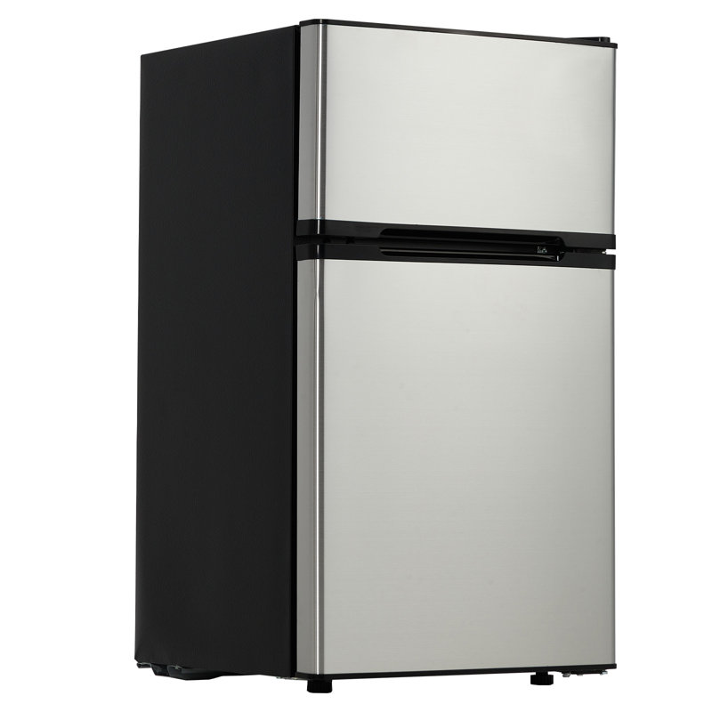 Réfrigérateur compact en acier inoxydable de 3,1 pieds cubes avec tablettes en verre amovibles pour petits espaces, dortoir et appartement