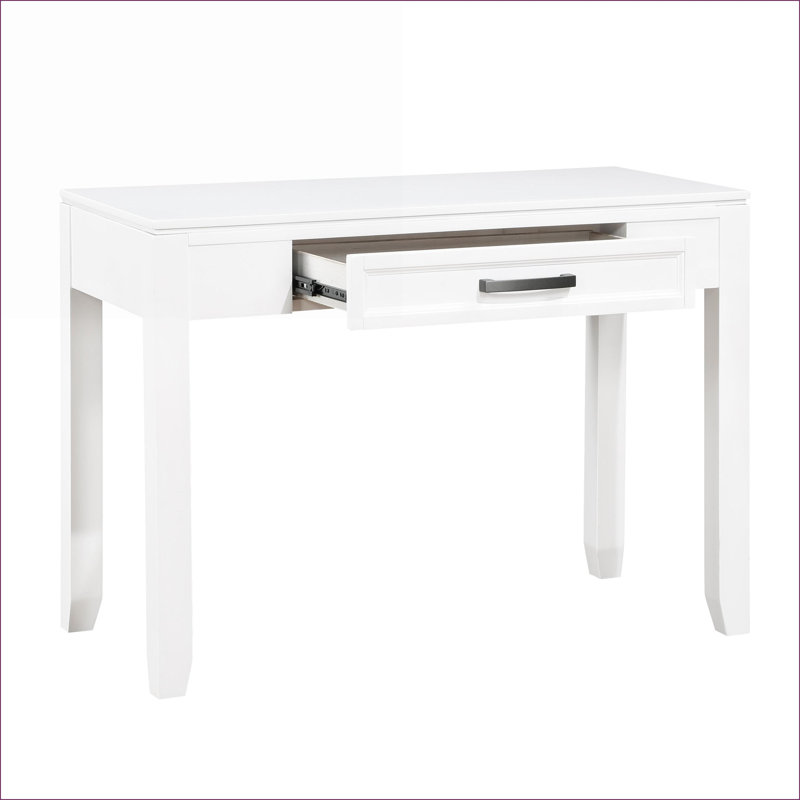 Bureaux | Bureau d'écriture transitionnel rustique avec 1 tiroir | 42 po de largeur | Blanc | Bois