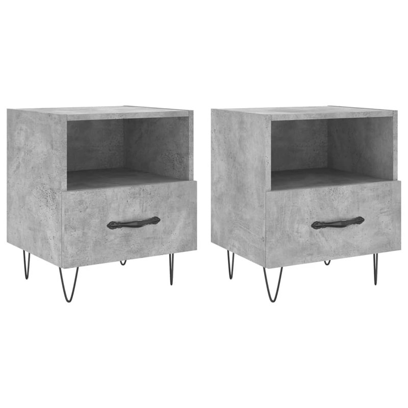 Erno 40cm W Iron Bedside Table, Concrete Grey