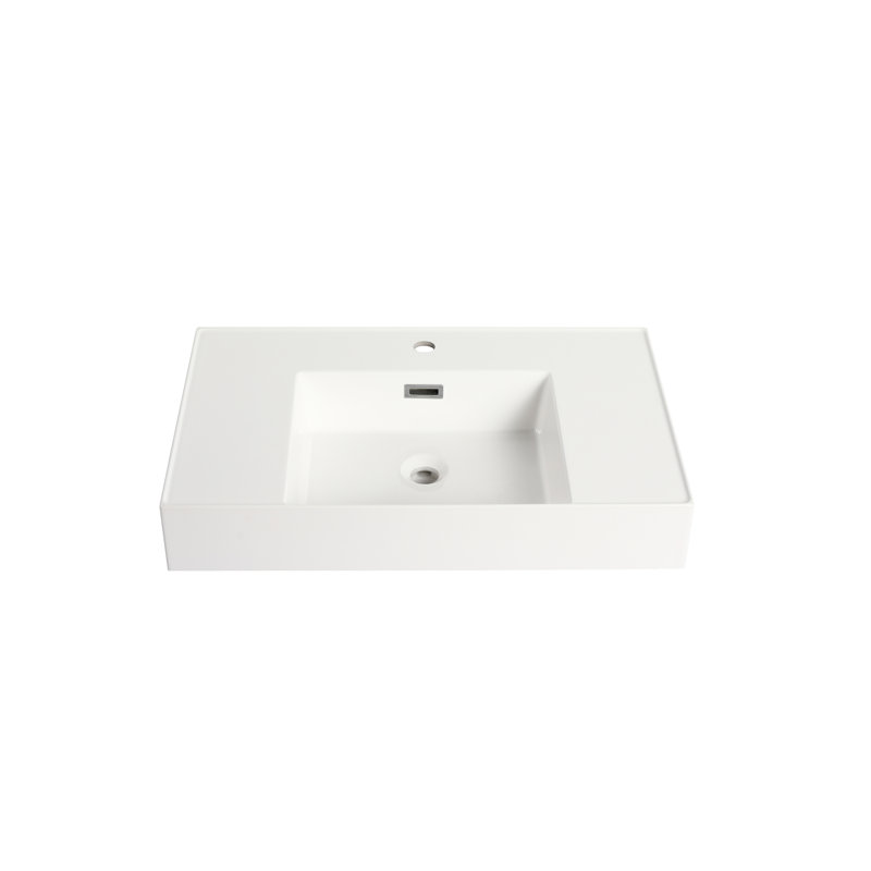 Resin Basin 30 Inch For Bathroom - Scratch- & Modern, White, 29.51 In. Depth, 17.8 Width, 5.09 Height, 44.69 Lb, Superior Hygiene Feature Wear Corrosion , Spotless Cleaning