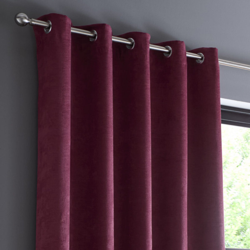Strata Room Darkening Curtain, Width 168 x Drop 137 cm, 2, Wine