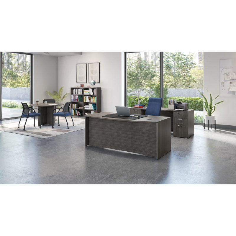 Table de réunion circulaire Mod, Teck ardoise, H 29 po x L 48 po x l 48 po