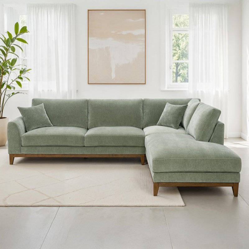 Canapé modulaire Subhaan, Chenille vert olive, Orienté à droite