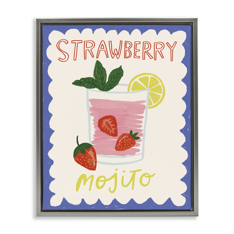  «Strawberry Mojito Drink», art mural par Lisa Barlow, H 31 po x l 25 po, Cadre flottant gris lustré