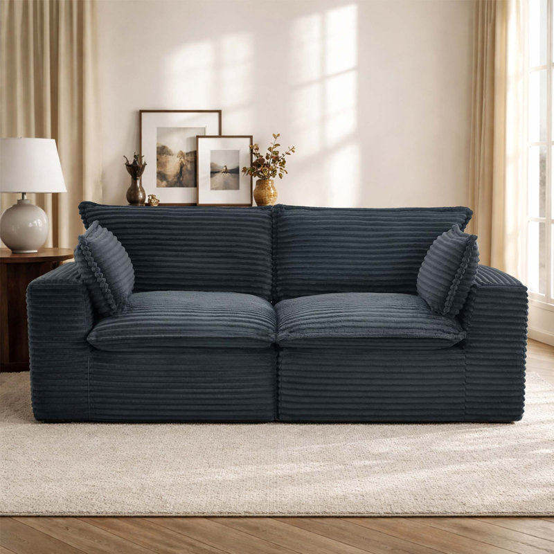 Cloud-Inspired Modular Sectional Sofa with Corduroy Upholstery